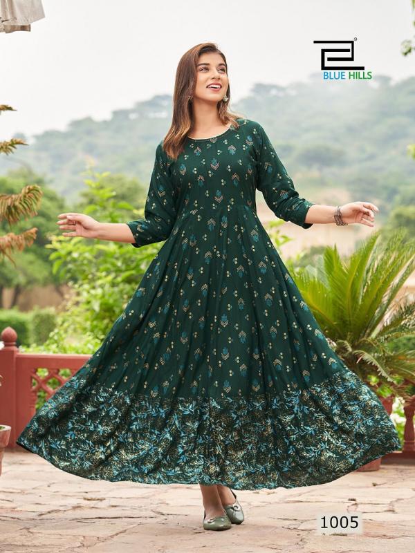 Blue Hills Rani 1 Festival Wear Long Rayon Designer Anarkali Kurti Collection